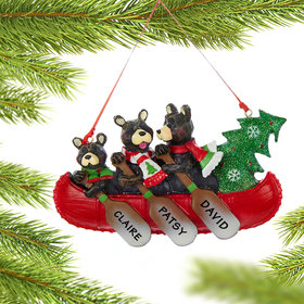 Personalized Bear Canoe Family 3 Christmas Ornament