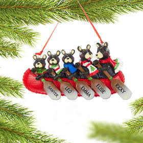 Personalized Bear Canoe Family 5 Christmas Ornament
