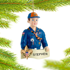 Personalized Cub Scout Badge on Banner Christmas Ornament
