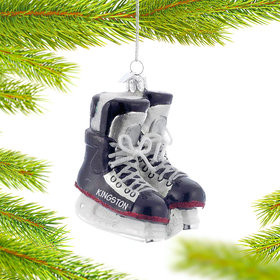 Personalized Pair of Glass Hockey Skates Christmas Ornament