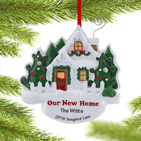 Personalized Our New Home White House with Picket Fence Christmas Ornament