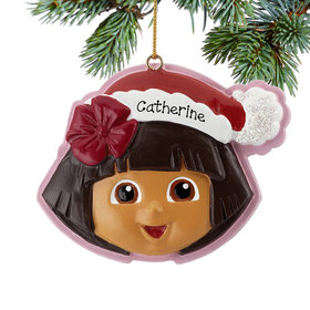 Personalized Dora Wearing A Santa Hat Christmas Ornament