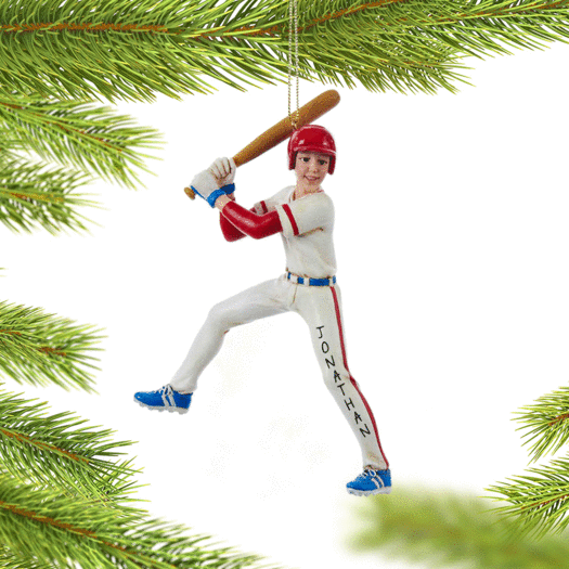 Personalized Baseball Player in Batting Stance Christmas Ornament