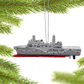 Personalized Navy Ship Christmas Ornament