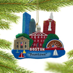 Personalized Boston Scene Christmas Ornament