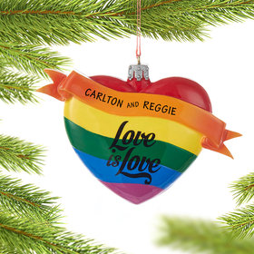 Personalized Love is Love Rainbow Heart Christmas Ornament