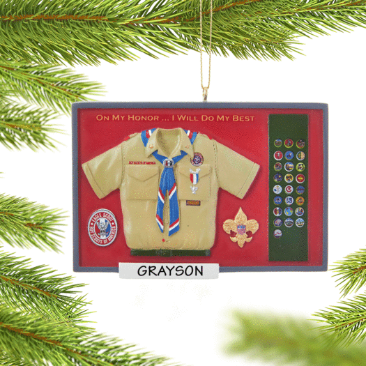 Personalized Eagle Scout Shadow Box Christmas Ornament