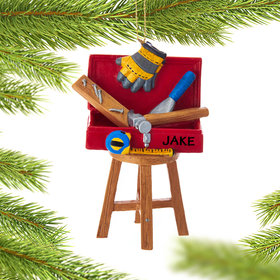 Personalized Toolbox on a Stool Christmas Ornament