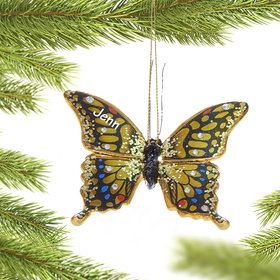 Personalized Rainbow Butterfly Christmas Ornament