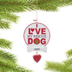 Personalized I Love My Rescue Dog Christmas Ornament