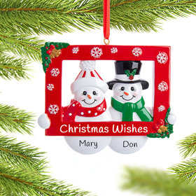Personalized Snow Couple with Frame Christmas Ornament