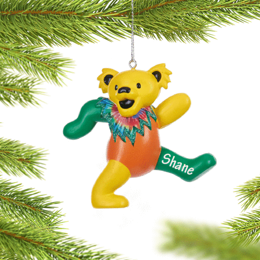 Personalized Grateful Dead Dancing Bear (Yellow, Green and Orange) Christmas Ornament