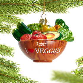 Personalized I Love Veggies Bowl Christmas Ornament