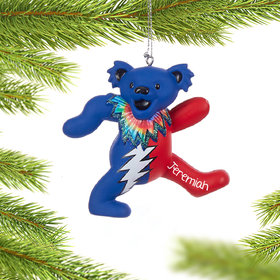 Personalized Grateful Dead Dancing Bear (Blue and Red) Christmas Ornament