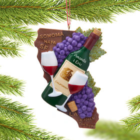 Personalized California State Wine Christmas Ornament