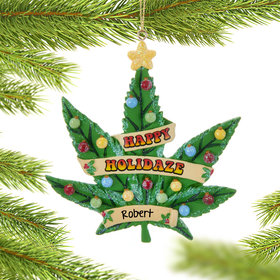 Personalized Cannabus Leaf Christmas Ornament