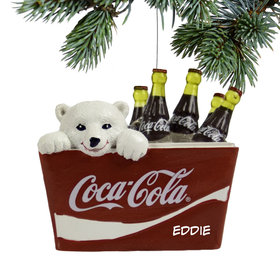 Personalized Polar Bear Cub in Coke Cooler Christmas Ornament
