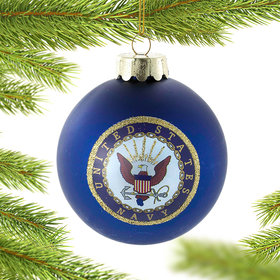 Personalized Navy Glass Ball Ornament Christmas Ornament