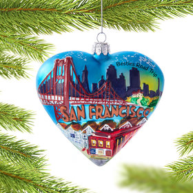 Personalized San Francisco Heart Cityscape Christmas Ornament