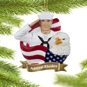 Personalized NAVY Sailor Christmas Ornament