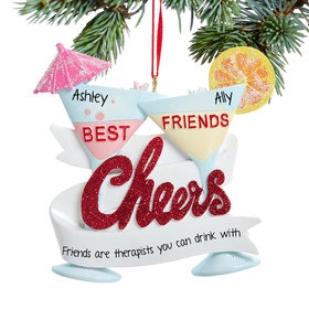 Personalized Best Friend Cheers Cocktail Christmas Ornament