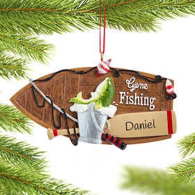 Personalized Fishing Boat Christmas Ornament