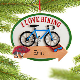 Personalized I Love Biking Christmas Ornament