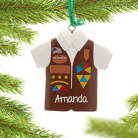 Personalized Girl Scouts of USA Brownies Vest Christmas Ornament