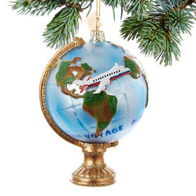 Travel Globe With Airplane Christmas Ornament