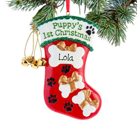 Personalized Puppy's First Christmas Stocking Christmas Ornament