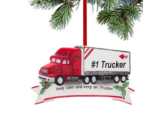 Personalized #1 Trucker Christmas Ornament