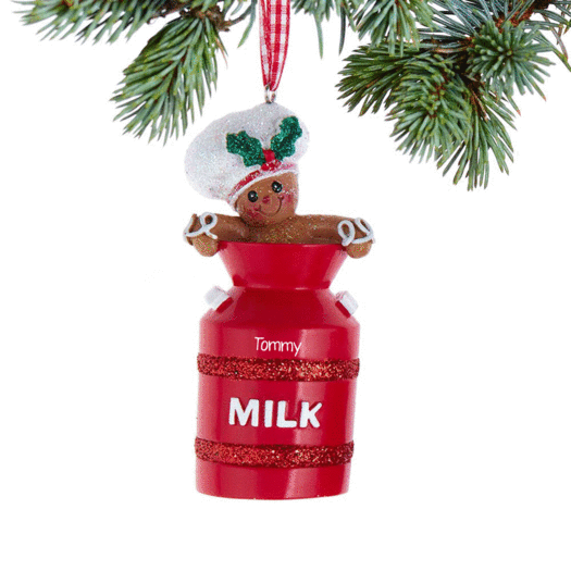 Personalized Gingerbread Man Milk Bottle Christmas Ornament