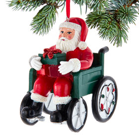 Personalized Santa In Wheelchair Christmas Ornament