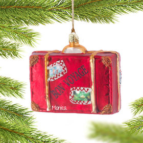 Personalized Bon Voyage Suitcase Christmas Ornament