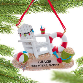 Personalized Beach Chair Christmas Ornament