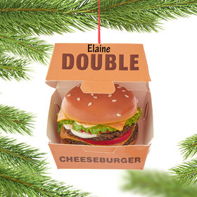 Personalized Deluxe Double Cheeseburger Christmas Ornament