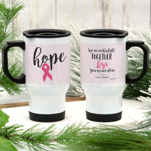 Personalized Breast Cancer Hope Stainless Steel Travel Mug (14oz)