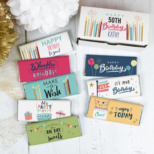 Personalized Birthday Wish Candy Gift Box Hershey's Chocolate Bars (8 Pack)
