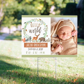 Personalized Hello World Baby Shower - Yard Sign