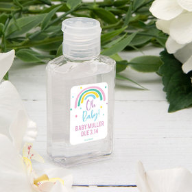 Personalized Baby Shower Hand Sanitizer 2 oz Bottle - Rainbow Baby