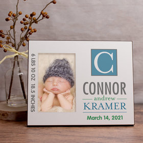 Personalized Picture Frame Baby Blue Monogram