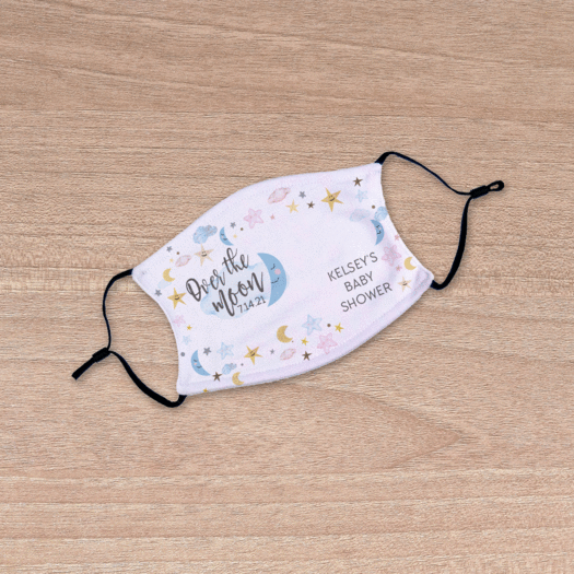 Baby Shower Over the Moon Personalized Youth Face Mask