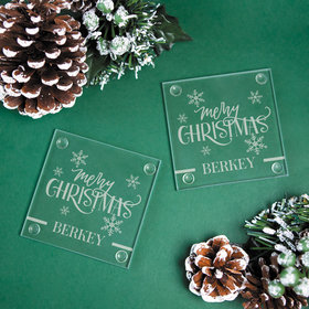 Personalized Glass Coaster, Merry Christmas (Set of 4)