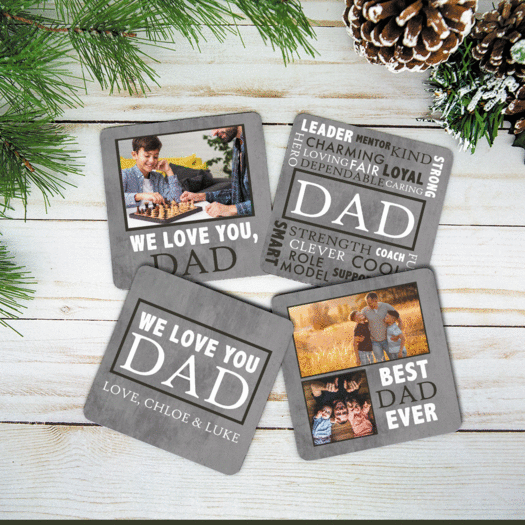 Personalized Cork Coaster - Dad (Set of 4)