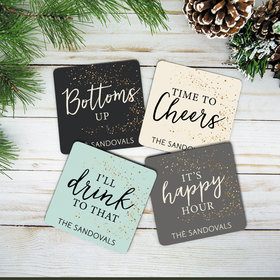 Personalized Cork Coaster - Drink Words (Set of 4)