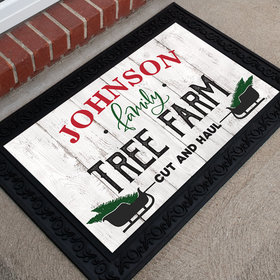 Personalized Christmas Doormat Family Tree Farm