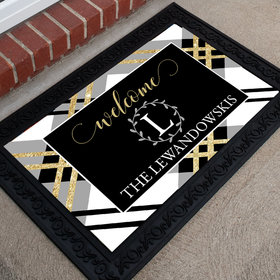 Personalized Doormat Welcome Plaid