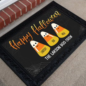 Personalized Doormat Happy Halloween Candy Corn Family of 3