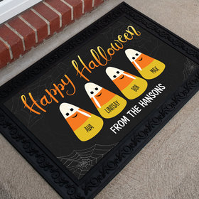Personalized Doormat Happy Halloween Candy Corn Family of 4