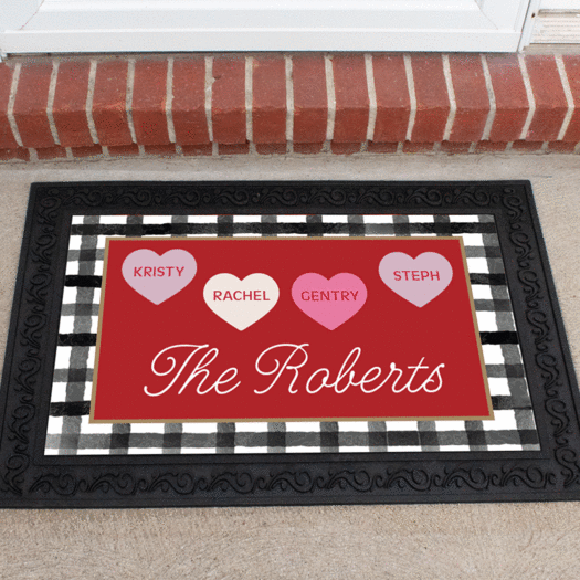 Personalized Doormat Valentine's Day Family of 4